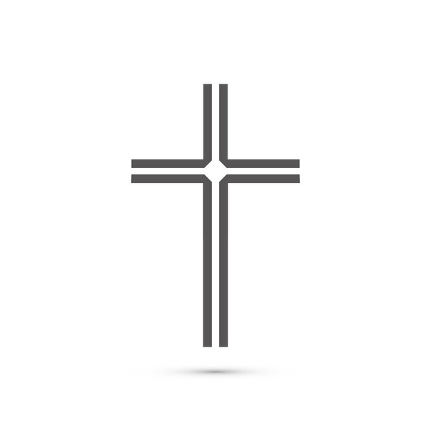 Чорний християнський хрест ікона. Абстрактна лінія християнського хреста. Векторні ілюстрації
. - Вектор, зображення