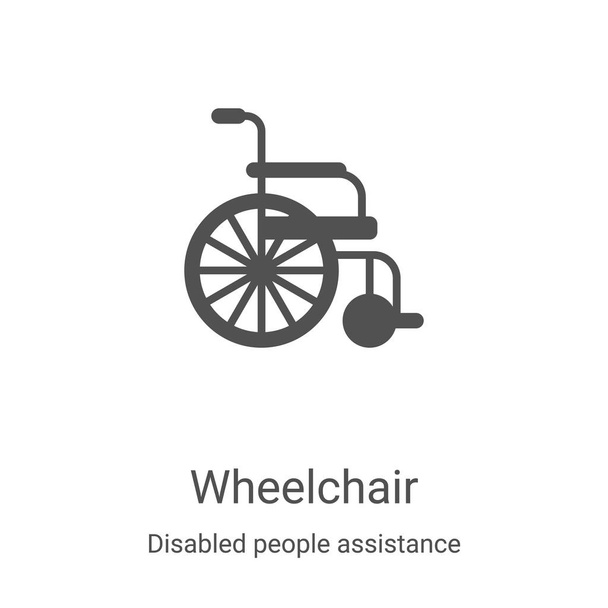 wheelchair icon vector from disabled people assistance collection. Thin line wheelchair outline icon vector illustration. Linear symbol for use on web and mobile apps, logo, print media - ベクター画像