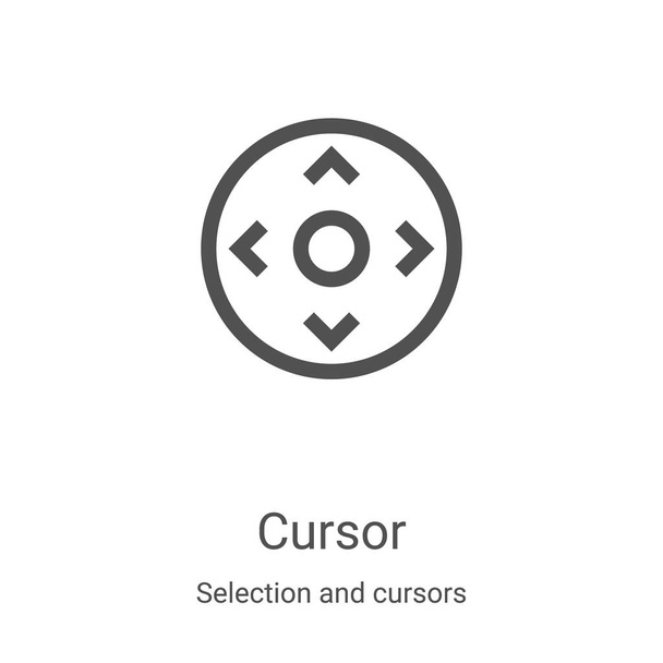 Cursor-Icon-Vektor aus Selektion und Cursor-Sammlung. Thin Line Cursor Outline Icon Vektor Illustration. Lineares Symbol für Web- und Mobile-Apps, Logo, Printmedien - Vektor, Bild
