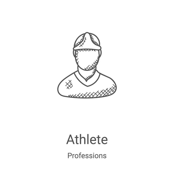 athlete icon vector from professions collection. Thin line athlete outline icon vector illustration. Linear symbol for use on web and mobile apps, logo, print media - Vector, Image