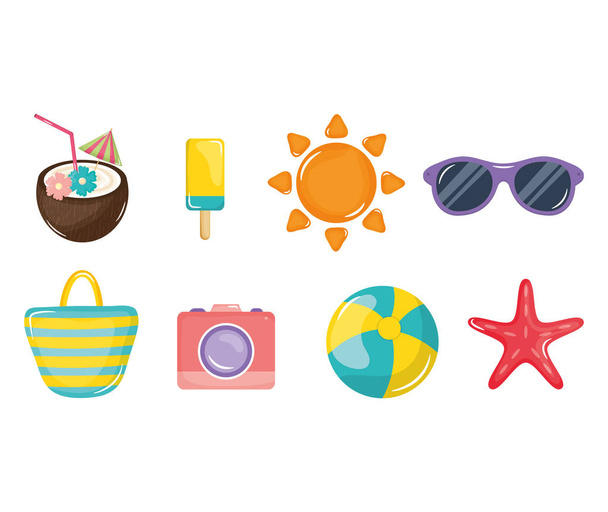 affiche de vacances d'été ensemble icônes
 - Vecteur, image