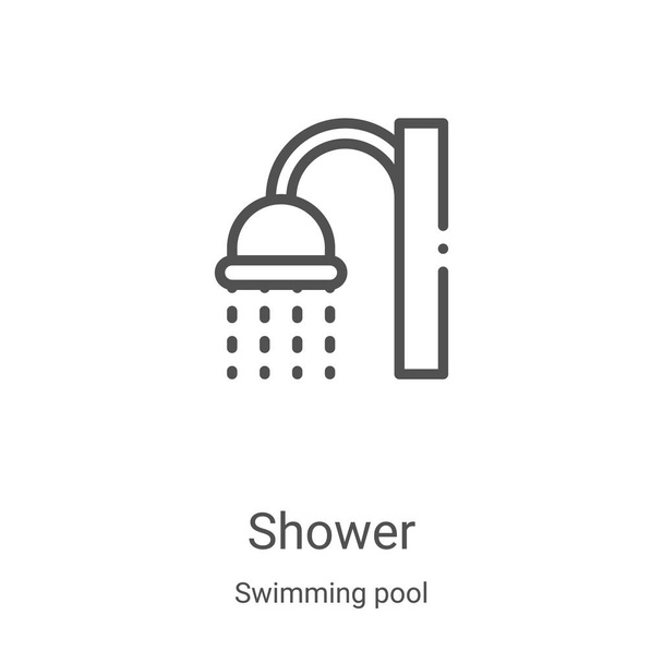 shower icon vector from swimming pool collection. Thin line shower outline icon vector illustration. Linear symbol for use on web and mobile apps, logo, print media - Vector, Image