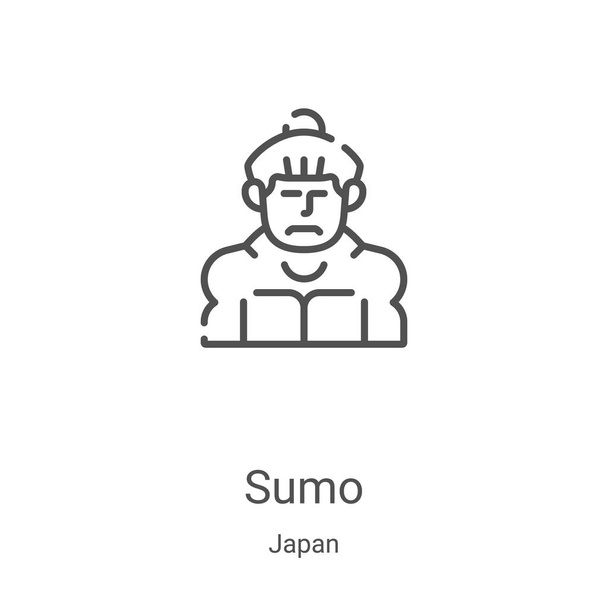 sumo icon vector from japan collection. Thin line sumo outline icon vector illustration. Linear symbol for use on web and mobile apps, logo, print media - Vector, Image