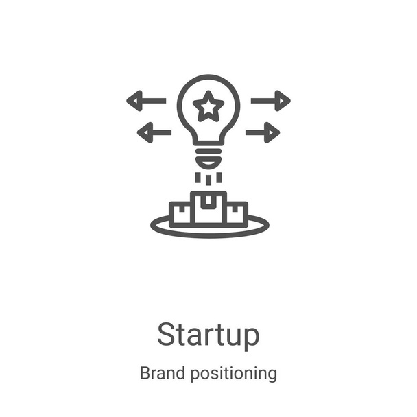 startup ikon vektor márka helymeghatározó gyűjtemény. Vékony vonal indítási vázlat ikon vektor illusztráció. Lineáris szimbólum webes és mobil alkalmazásokhoz, logóhoz, nyomtatott médiához - Vektor, kép
