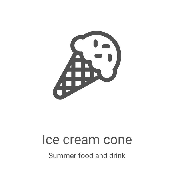 icône de cône de crème glacée vecteur de la collection de nourriture et boissons d'été. Illustration vectorielle d'icône de contour de cône de crème glacée fine ligne. Symbole linéaire pour utilisation sur applications web et mobiles, logo, médias imprimés
 - Vecteur, image