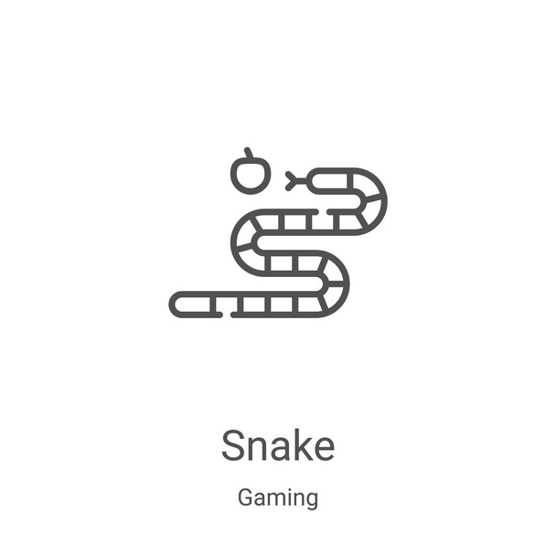 snake icon vector from gaming collection. Thin line snake outline icon vector illustration. Linear symbol for use on web and mobile apps, logo, print media - Vector, Image