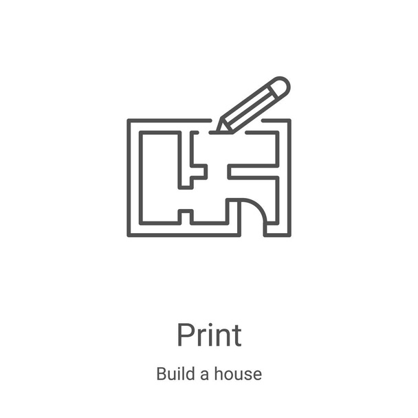 blueprint icône vecteur de construire une collection de maison. Illustration vectorielle d'icône de contour de plan de ligne mince. Symbole linéaire pour utilisation sur applications web et mobiles, logo, médias imprimés
 - Vecteur, image