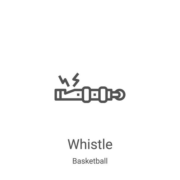 whistle icon vector from basketball collection. Thin line whistle outline icon vector illustration. Linear symbol for use on web and mobile apps, logo, print media - Vector, Image