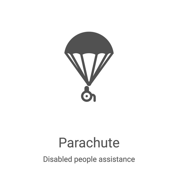 parachute icône vecteur de personnes handicapées collection d'assistance. Illustration vectorielle d'icône de contour de parachute de ligne mince. Symbole linéaire pour utilisation sur applications web et mobiles, logo, médias imprimés
 - Vecteur, image