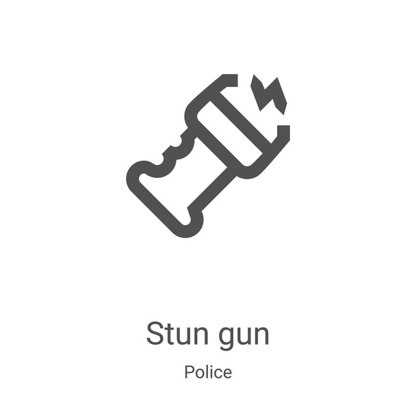 Vektor omračovací zbraně z policejní sbírky. Tenká čára omračovací zbraň obrys ikony vektorové ilustrace. Lineární symbol pro použití na webových a mobilních aplikacích, logu, tiskových médiích - Vektor, obrázek