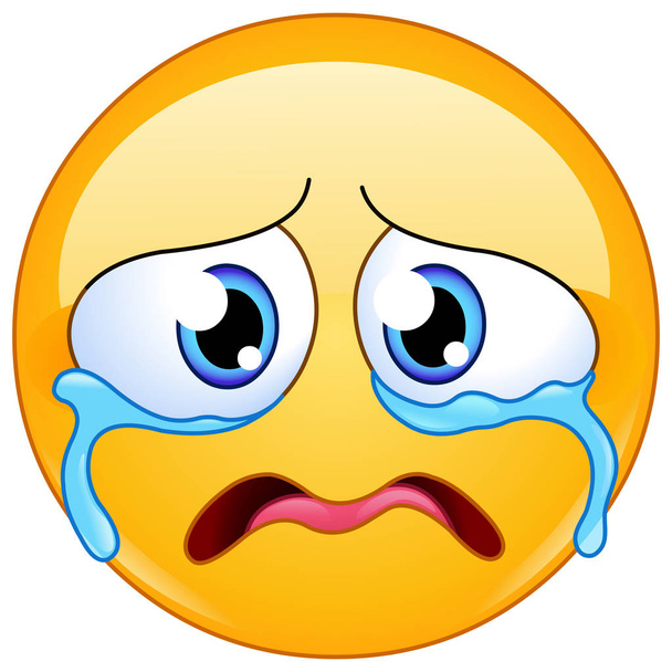 Triest huilende emoticon - Vector, afbeelding