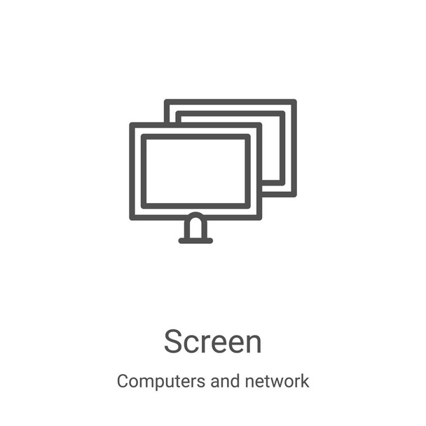screen icon vector from computers and network collection. Thin line screen outline icon vector illustration. Linear symbol for use on web and mobile apps, logo, print media - Vector, Image