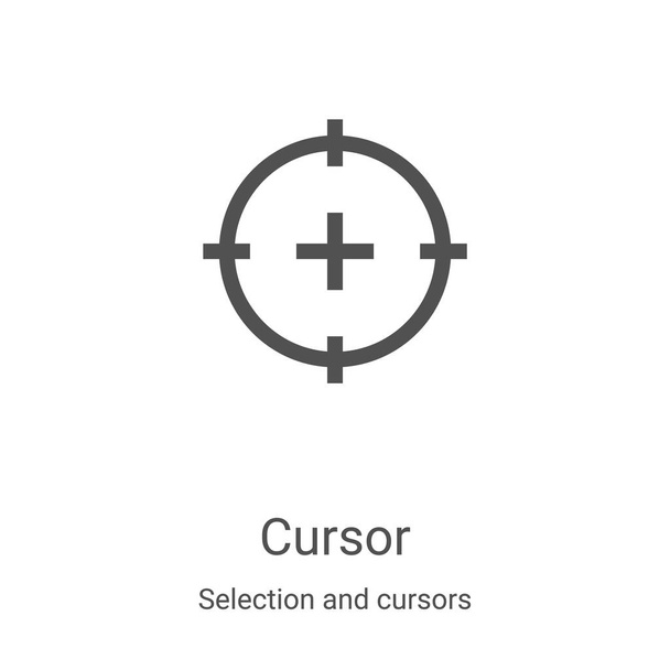 Cursor-Icon-Vektor aus Selektion und Cursor-Sammlung. Thin Line Cursor Outline Icon Vektor Illustration. Lineares Symbol für Web- und Mobile-Apps, Logo, Printmedien - Vektor, Bild