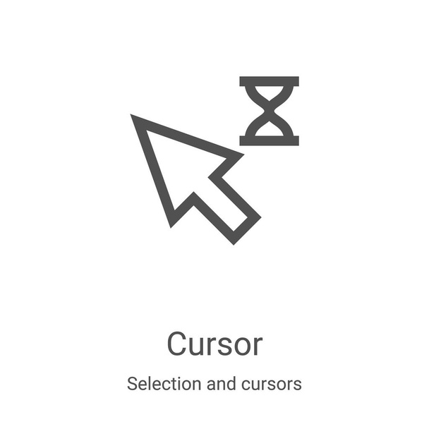 cursor icon vector from selection and cursors collection. Thin line cursor outline icon vector illustration. Linear symbol for use on web and mobile apps, logo, print media - Vector, Image
