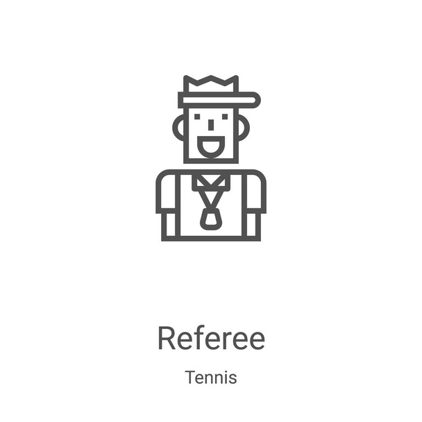 árbitro vector icono de la colección de tenis. Ilustración de vector de icono de esquema de árbitro de línea delgada. Símbolo lineal para su uso en aplicaciones web y móviles, logotipo, medios impresos
 - Vector, Imagen