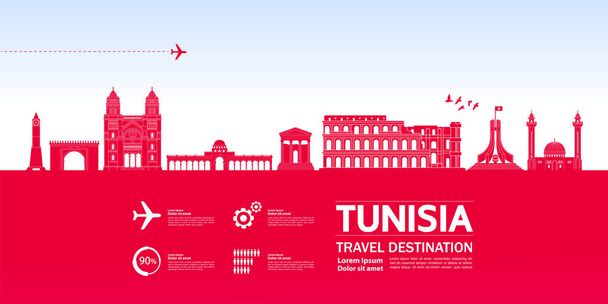 Τυνησία ταξιδιωτικός προορισμός grand διανυσματική απεικόνιση.  - Διάνυσμα, εικόνα