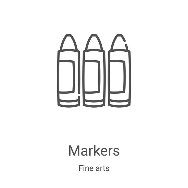 markers icon vector from fine arts collection. Thin line markers outline icon vector illustration. Linear symbol for use on web and mobile apps, logo, print media - Vector, Image