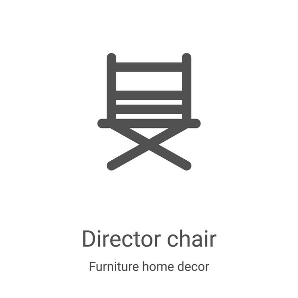 director silla icono vector de muebles decoración del hogar colección. Línea delgada director silla esquema icono vector ilustración. Símbolo lineal para su uso en aplicaciones web y móviles, logotipo, medios impresos
 - Vector, Imagen
