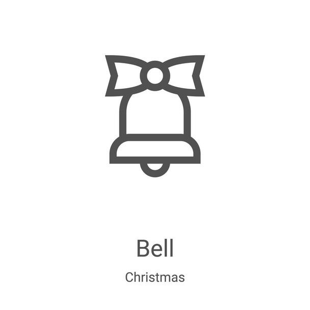 bell icon vector from christmas collection. Thin line bell outline icon vector illustration. Linear symbol for use on web and mobile apps, logo, print media - ベクター画像