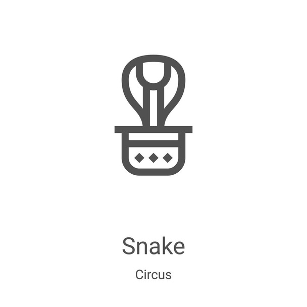 snake icon vector from circus collection. Thin line snake outline icon vector illustration. Linear symbol for use on web and mobile apps, logo, print media - Vector, Image