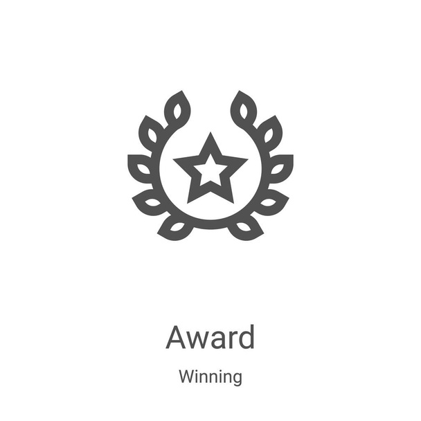 award icon vector from winning collection. Thin line award outline icon vector illustration. Linear symbol for use on web and mobile apps, logo, print media - Vector, Image