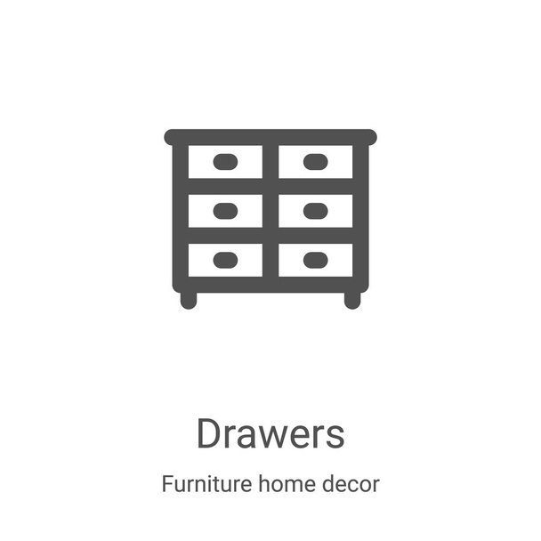 laden pictogram vector uit meubels home decor collectie. Dunne lijnlades schetsen icoon vector illustratie. Lineair symbool voor gebruik op web- en mobiele apps, logo, printmedia - Vector, afbeelding
