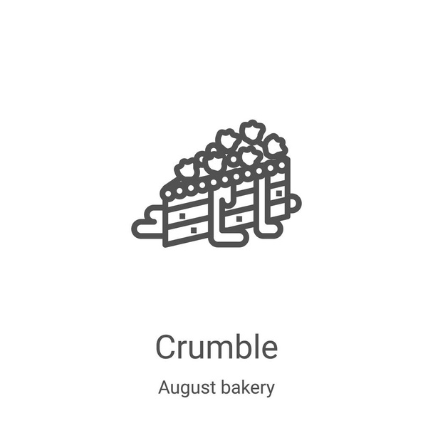 crumble διάνυσμα εικονίδιο από τον Αύγουστο συλλογή αρτοποιείο. Λεπτή γραμμή θρυμματισμός εικονίδιο περίγραμμα διανυσματική εικόνα. Γραμμικό σύμβολο για χρήση σε εφαρμογές web και mobile, λογότυπο, έντυπα μέσα - Διάνυσμα, εικόνα