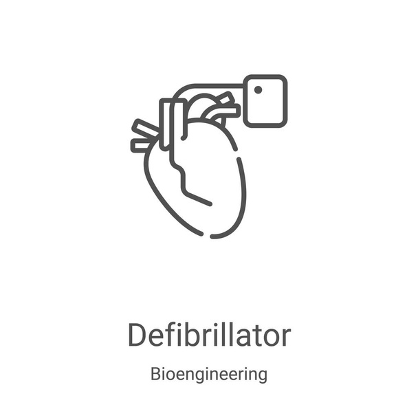 defibrillator icon vector from bioengineering collection. Thin line defibrillator outline icon vector illustration. Linear symbol for use on web and mobile apps, logo, print media - Vector, Image