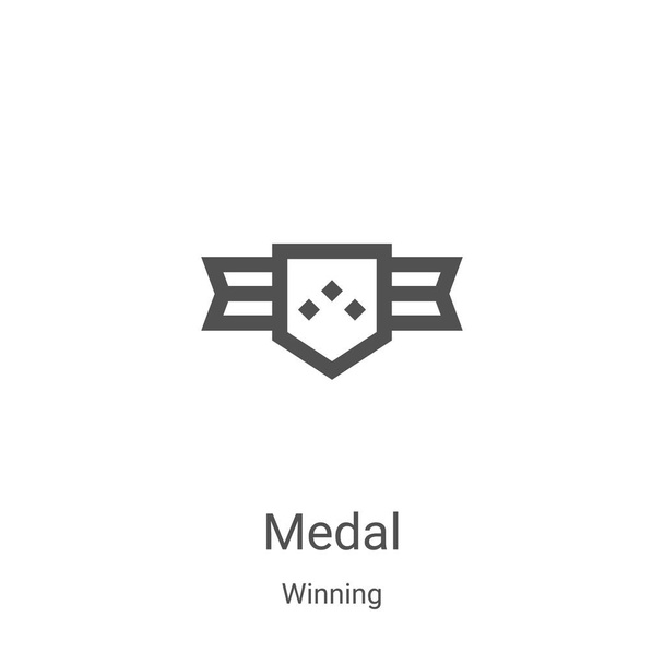 medal icon vector from winning collection. Thin line medal outline icon vector illustration. Linear symbol for use on web and mobile apps, logo, print media - Vector, Image