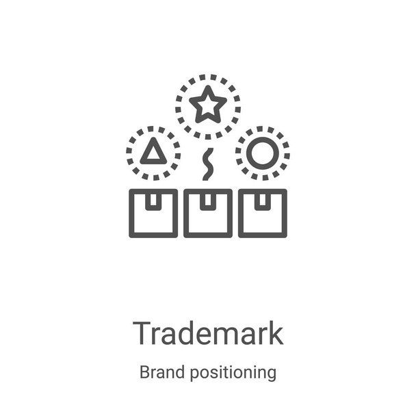 trademark icon vector from brand positioning collection. Thin line trademark outline icon vector illustration. Linear symbol for use on web and mobile apps, logo, print media - Vector, Image