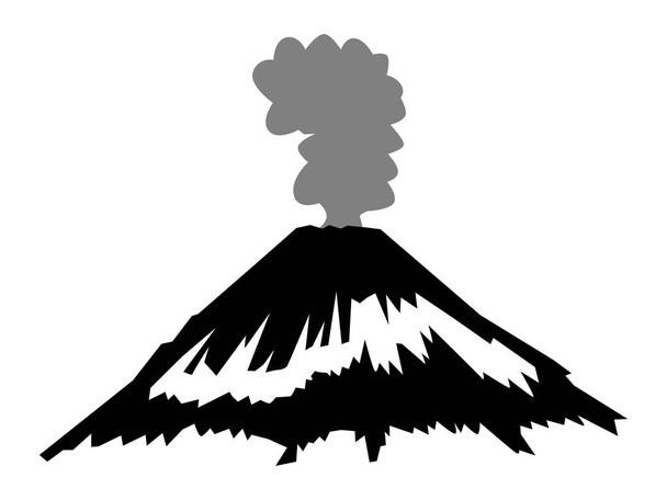 Vector, zwart silhouet van vulkaan - Vector, afbeelding