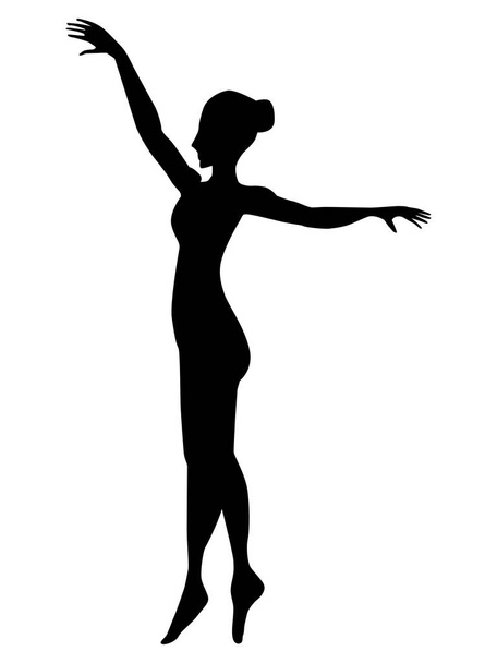 Vector, black silhouette of young ballerina - Vetor, Imagem
