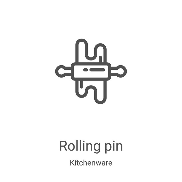 Mutfak gereçleri koleksiyonundan yuvarlanan pin ikonu vektörü. İnce çizgili iğne ana hatlı ikon vektör çizimi. Web ve mobil uygulamalarda kullanmak için doğrusal sembol, logo, yazdırma ortamı - Vektör, Görsel