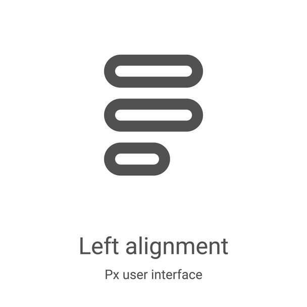 px kullanıcı arayüzü koleksiyonundan sol hizalama simgesi vektörü. İnce çizgi sol hizalama ana hatları ikon vektör illüstrasyonu. Web ve mobil uygulamalarda kullanmak için doğrusal sembol, logo, yazdırma ortamı - Vektör, Görsel