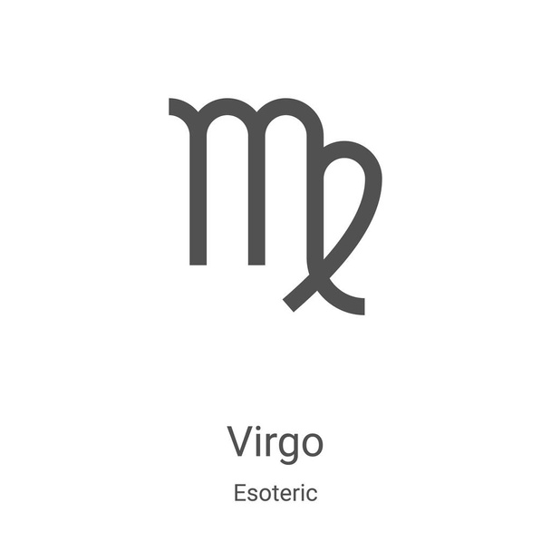 virgo icoon vector uit esoterische collectie. Dunne lijn virgo outline icoon vector illustratie. Lineair symbool voor gebruik op web- en mobiele apps, logo, printmedia - Vector, afbeelding