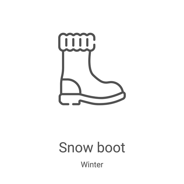 snow boot icon vector from winter collection. Thin line snow boot outline icon vector illustration. Linear symbol for use on web and mobile apps, logo, print media - Vector, Image