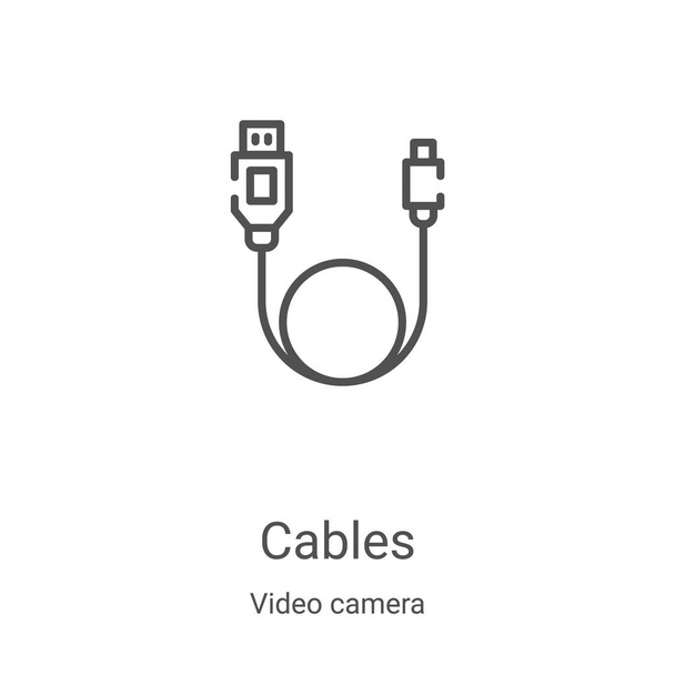 cables icon vector from video camera collection. Thin line cables outline icon vector illustration. Linear symbol for use on web and mobile apps, logo, print media - Vector, Image