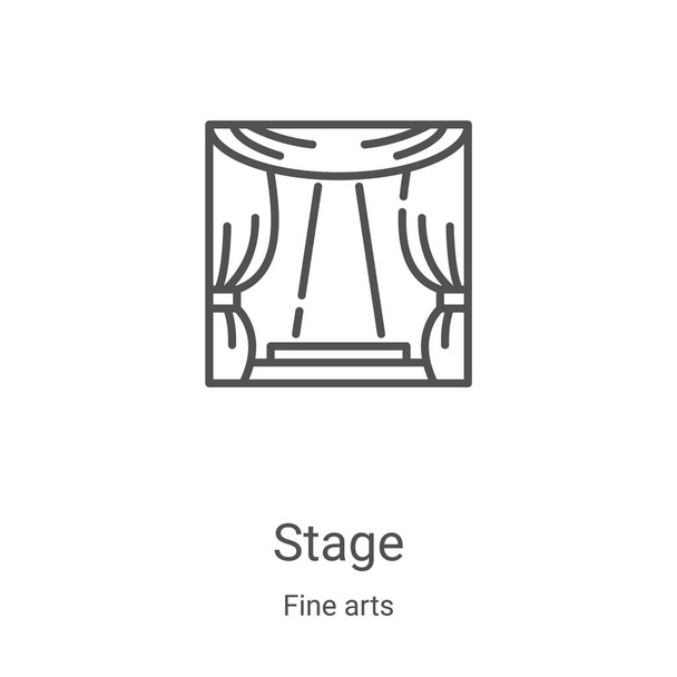 stage icon vector from fine arts collection. Thin line stage outline icon vector illustration. Linear symbol for use on web and mobile apps, logo, print media - Vector, Image