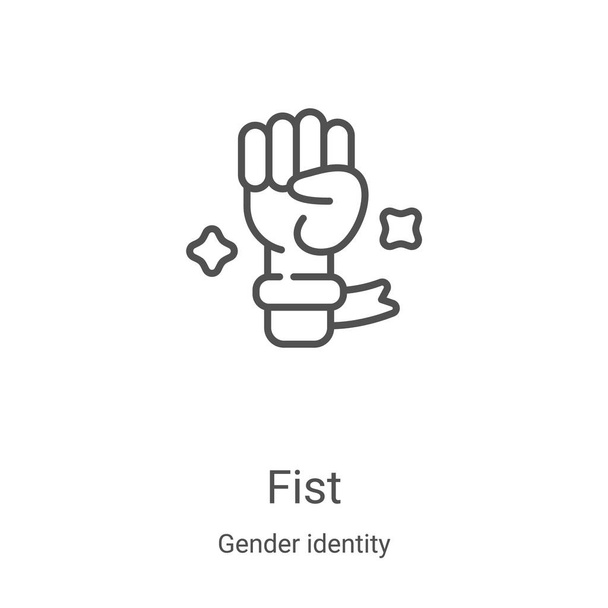性同一性コレクションの拳アイコンベクター。細い線の拳の輪郭アイコンのベクトルイラスト。Webやモバイルアプリ、ロゴ、印刷メディアで使用するための線形シンボル - ベクター画像