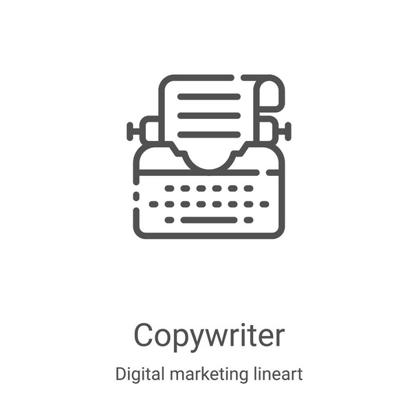 copywriter icon vector from digital marketing lineart collection. Obrázek vektorového vektoru pro tenkou čáru copywriteru. Lineární symbol pro použití na webových a mobilních aplikacích, logu, tiskových médiích - Vektor, obrázek