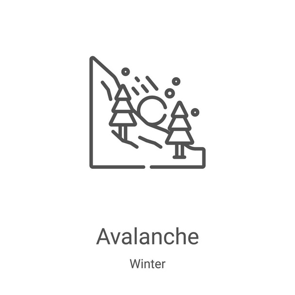 Vektor lavinové ikony ze zimní sbírky. Ikona vektoru tenkého obrysu laviny. Lineární symbol pro použití na webových a mobilních aplikacích, logu, tiskových médiích - Vektor, obrázek