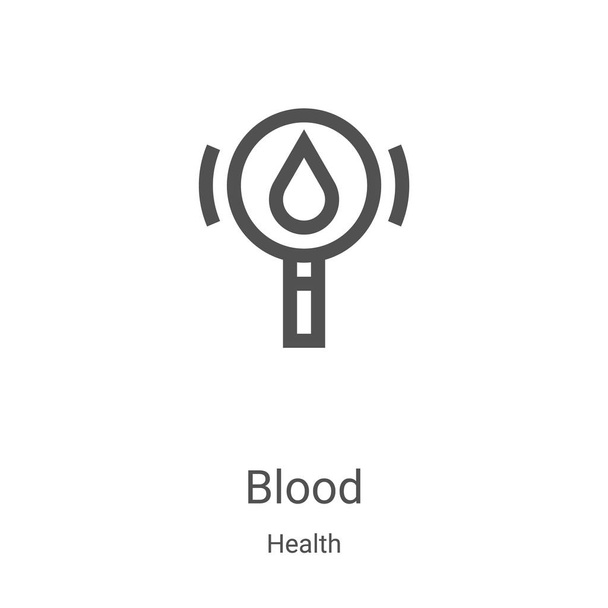 veren ikoni vektori terveystietojen keräämisestä. Ohutviiva veren ääriviivat kuvake vektori kuva. Lineaarinen symboli käytettäväksi verkossa ja mobiilisovelluksissa, logo, tulostusvälineet
 - Vektori, kuva