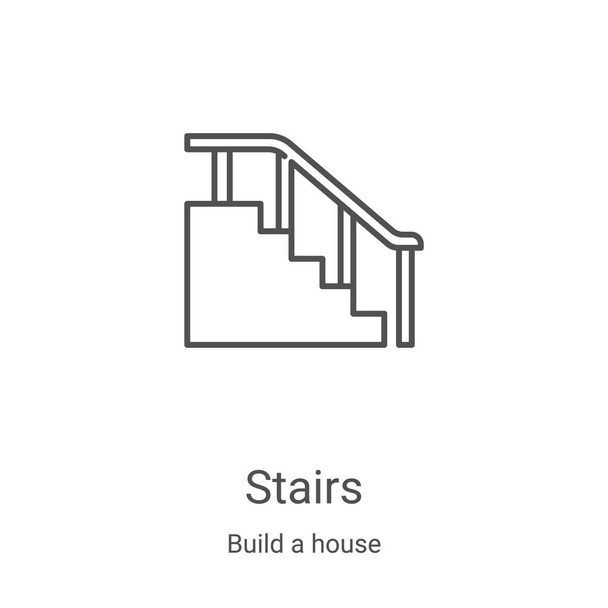 escaleras vector icono de construir una colección de casa. Escaleras delgadas esquema icono vector ilustración. Símbolo lineal para su uso en aplicaciones web y móviles, logotipo, medios impresos
 - Vector, Imagen
