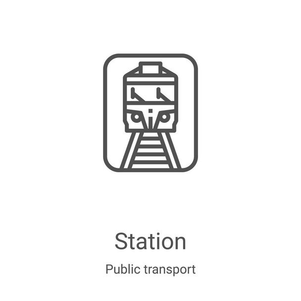 vektor ikon stanice z kolekce hromadné dopravy. Ikona vektoru obrysu stanice tenké linky. Lineární symbol pro použití na webových a mobilních aplikacích, logu, tiskových médiích - Vektor, obrázek