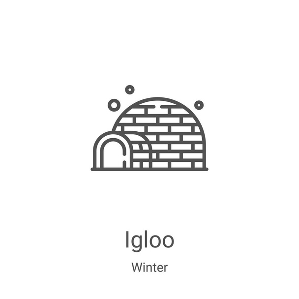 igloo icône vecteur de la collection d'hiver. Illustration vectorielle d'icône de contour igloo à ligne mince. Symbole linéaire pour utilisation sur applications web et mobiles, logo, médias imprimés
 - Vecteur, image
