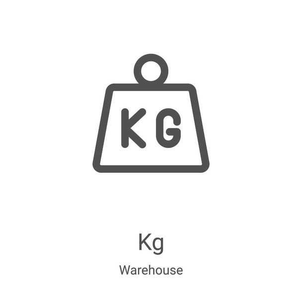 kg icon vector from warehouse collection. Thin line kg outline icon vector illustration. Linear symbol for use on web and mobile apps, logo, print media - Vector, Image