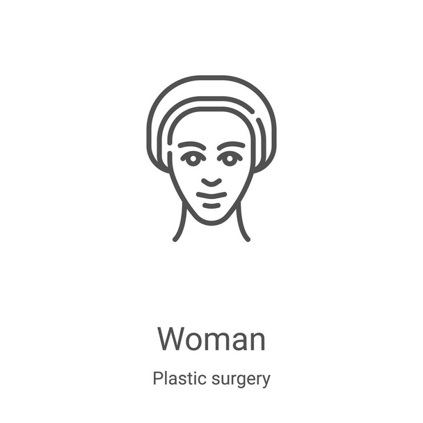 woman icon vector from plastic surgery collection. Thin line woman outline icon vector illustration. Linear symbol for use on web and mobile apps, logo, print media - Vector, Image