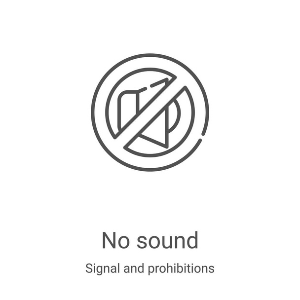 no sound icon vector from signal and prohibitions collection. Thin line no sound outline icon vector illustration. Linear symbol for use on web and mobile apps, logo, print media - Vector, Image