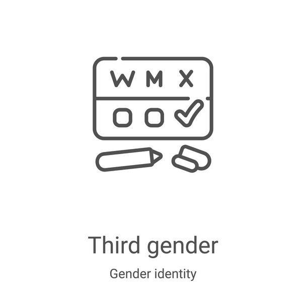 third gender icon vector from gender identity collection. Thin line third gender outline icon vector illustration. Linear symbol for use on web and mobile apps, logo, print media - ベクター画像