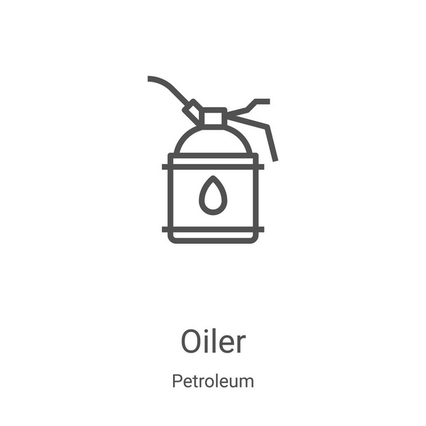 oiler icon vector from petroleum collection. Thin line oiler outline icon vector illustration. Linear symbol for use on web and mobile apps, logo, print media - Vector, Image